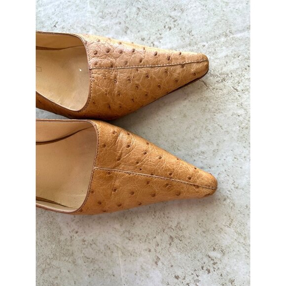 Giuseppe Zanotti Vicini Women's Sz 36.5 Heels Ostrich Leather Slingback Stiletto - Picture 9 of 12